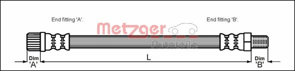 METZGER AUTOTEILE Bremseslange 4111162 for PEUGEOT
