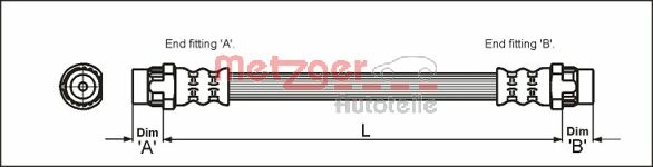 METZGER AUTOTEILE Bremseslange 4111166 for DS RENAULT