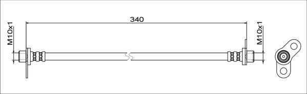 METZGER AUTOTEILE Bremseslange 4111744 på indersiden for PEUGEOT MITSUBISHI