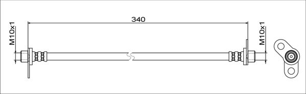 METZGER AUTOTEILE Bremseslange 4111745 på indersiden for PEUGEOT MITSUBISHI