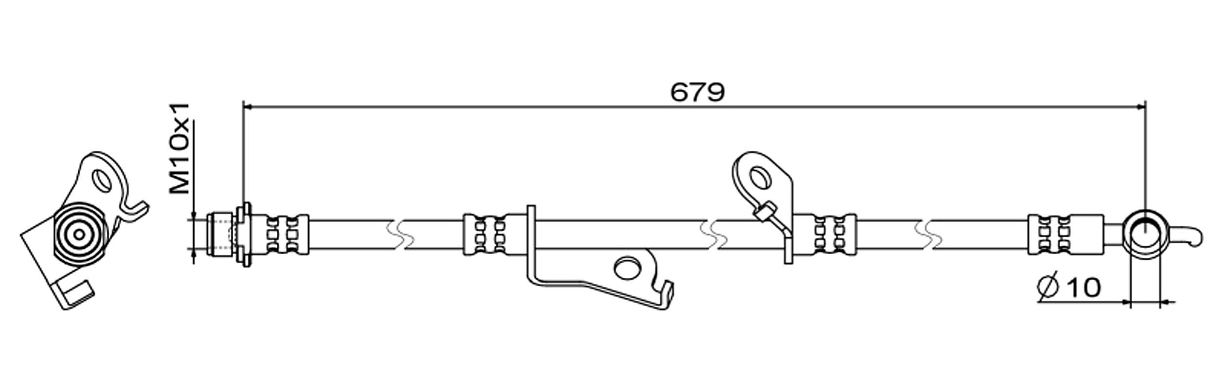 METZGER AUTOTEILE Bremseslange 4111887 højre foraksel for TOYOTA
