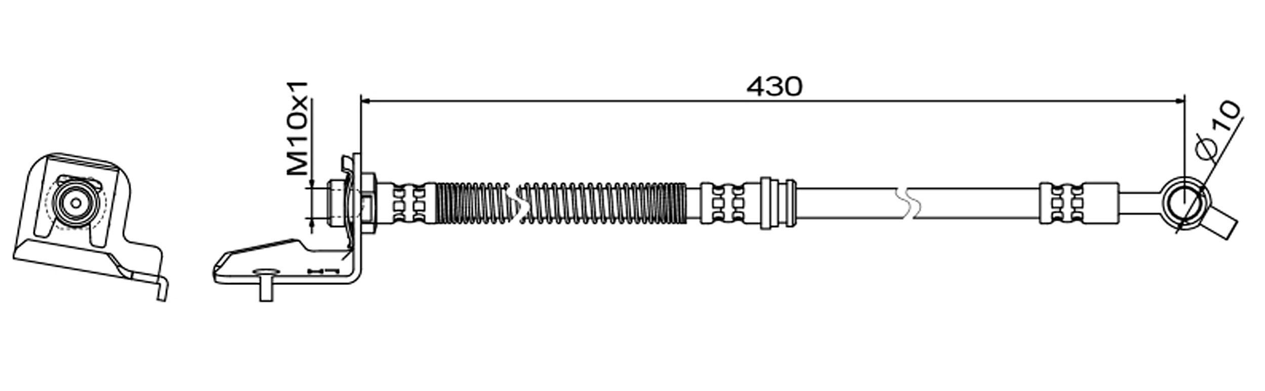 METZGER AUTOTEILE Bremseslange 4111865 venstre foraksel for HYUNDAI