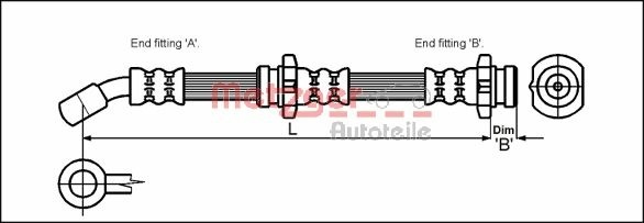 METZGER AUTOTEILE Bremseslange 4111973 for NISSAN
