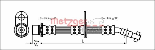 METZGER AUTOTEILE Bremseslange 4112166 for TOYOTA
