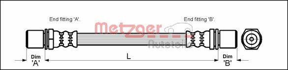 METZGER AUTOTEILE Bremseslange 4112214 for TOYOTA
