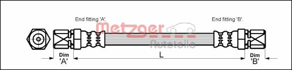 METZGER AUTOTEILE Bremseslange 4112813 for OPEL DAEWOO