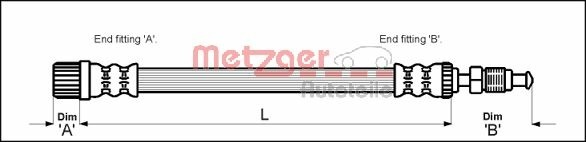 METZGER AUTOTEILE Bremseslange 4113258 for PEUGEOT
