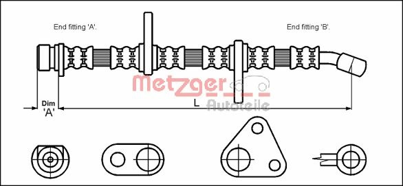 METZGER AUTOTEILE Bremseslange 4113500 for HONDA