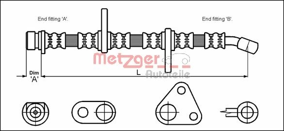 METZGER AUTOTEILE Bremseslange 4113501 for HONDA