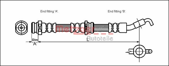 METZGER AUTOTEILE Bremseslange 4113326 for MITSUBISHI
