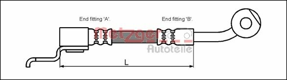 METZGER AUTOTEILE Bremseslange 4113522 for JEEP