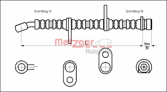 METZGER AUTOTEILE Bremseslange 4113605 for HONDA