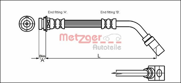 METZGER AUTOTEILE Bremseslange 4114751 for OPEL VAUXHALL