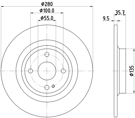 DON Bremseskive pcd20382 280mm 10mm for ABARTH MAZDA