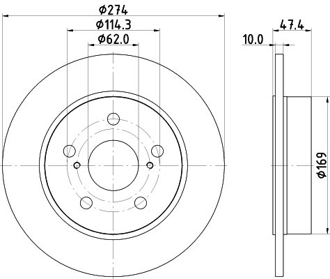DON Bremseskive pcd20462 274mm 10mm for TOYOTA SUZUKI