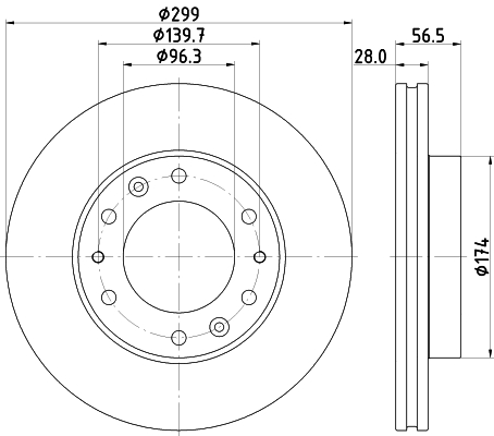 DON Bremseskive pcd22472 299mm 28mm for HYUNDAI