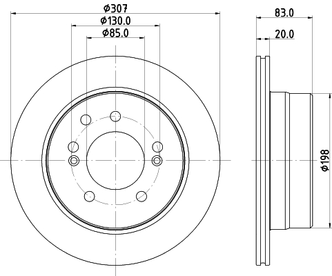 DON Bremseskive pcd22512 307mm 20mm for SSANGYONG