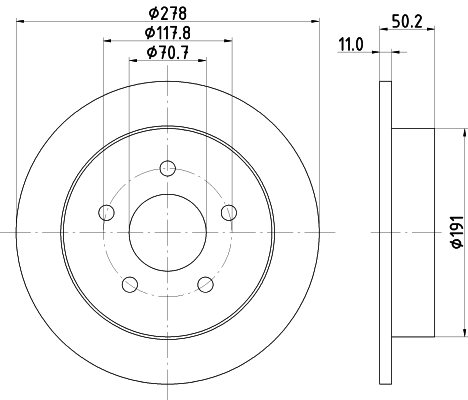 DON Bremseskive pcd15872 278mm 11mm for OPEL VAUXHALL PONTIAC CHEVROLET