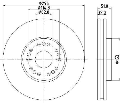 DON Bremseskive pcd22722 296mm 32mm for LEXUS