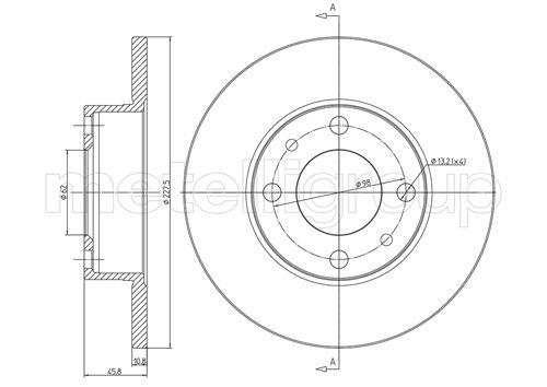 METELLI Bremseskive 230014 fuld 227mm 11mm for FSO LANCIA SEAT