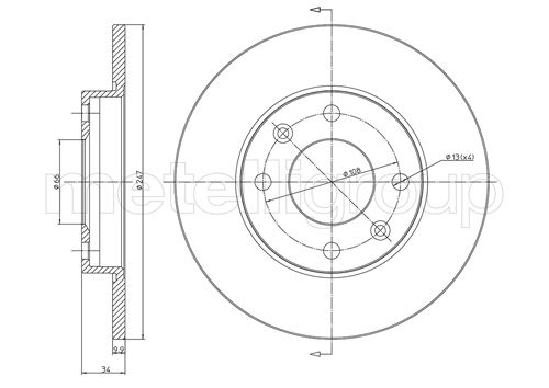 METELLI Bremseskive 230100 fuld 247mm 10mm for PEUGEOT CITROËN
