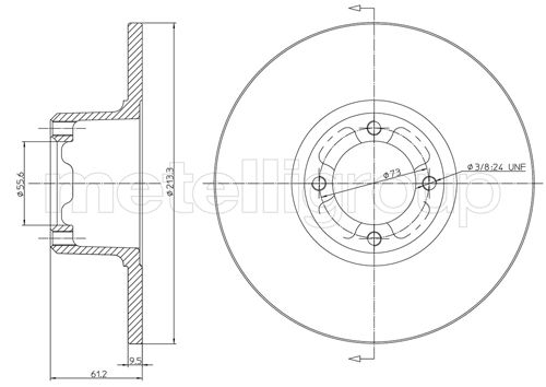 METELLI Bremseskive 230220 fuld 213mm 10mm for INNOCENTI ROVER
