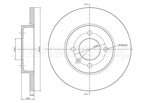 METELLI Bremseskive 23-0186C fuld 256mm 13mm for VW