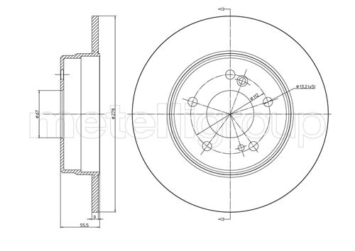 METELLI Bremseskive 230277c fuld 278mm 9mm for MERCEDES-BENZ