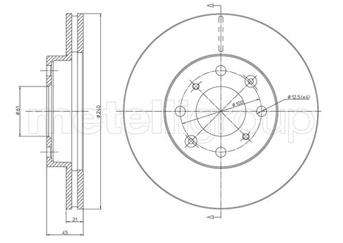 METELLI Bremseskive 230343 ventileret 240mm 21mm for HONDA