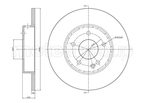 METELLI Bremseskive 230313c fuld 284mm 12mm for MERCEDES-BENZ