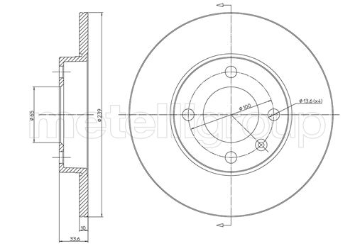 METELLI Bremseskive 230371 fuld 239mm 10mm for VW