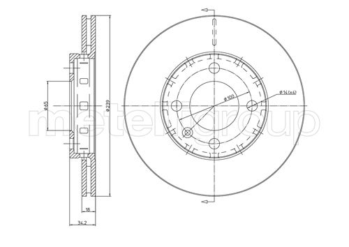 METELLI Bremseskive 230372 ventileret 239mm 18mm for VW