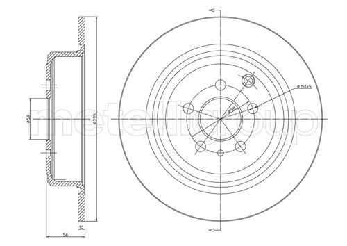 METELLI Bremseskive 230337 fuld 295mm 10mm for PEUGEOT LANCIA FIAT