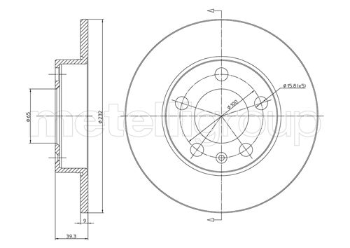 METELLI Bremseskive 230366c fuld 232mm 9mm for VW