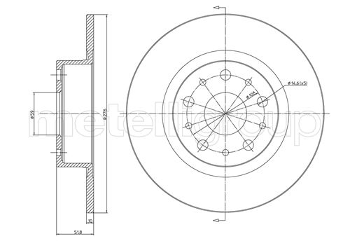 METELLI Bremseskive 230410c fuld 276mm 10mm for LANCIA