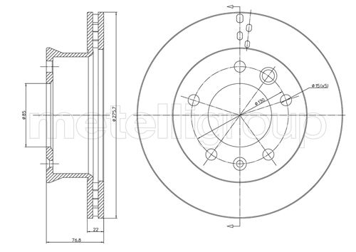 METELLI Bremseskive 230418 ventileret 276mm 22mm for MERCEDES-BENZ VW