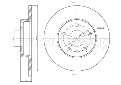 METELLI Bremseskive 230388c fuld 240mm 11mm for ALFA ROMEO