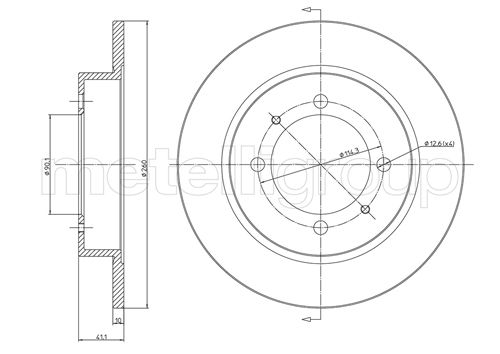 METELLI Bremseskive 23-0434C fuld 260mm 10mm for VOLVO MITSUBISHI