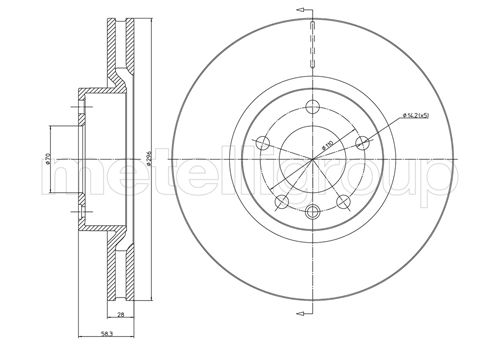 METELLI Bremseskive 230441 ventileret 296mm 28mm for OPEL