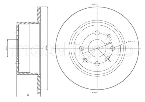 METELLI Bremseskive 230426 fuld 270mm 10mm for OPEL