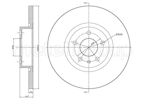 METELLI Bremseskive 230472c fuld 281mm 15mm for ALFA ROMEO