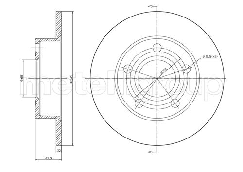 METELLI Bremseskive 230531c fuld 245mm 10mm for VW