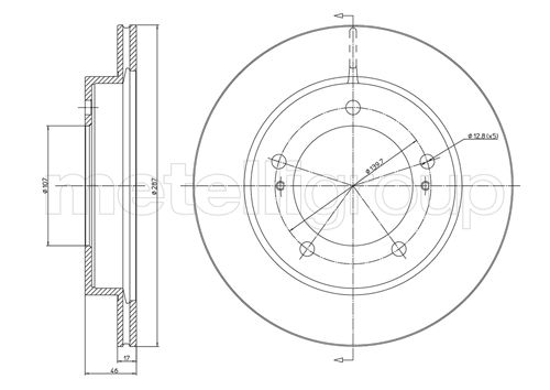 METELLI Bremseskive 230501 ventileret 287mm 17mm for SUZUKI