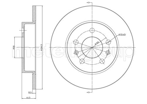 METELLI Bremseskive 230535 fuld 265mm 10mm for RENAULT