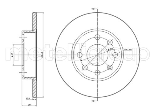 METELLI Bremseskive 230568c fuld 240mm 11mm for OPEL