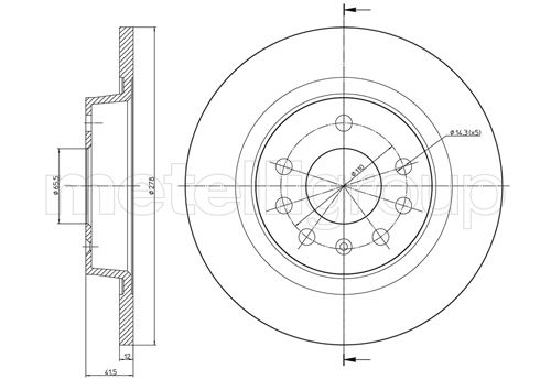 METELLI Bremseskive 230609c fuld 278mm 12mm for OPEL SAAB FIAT
