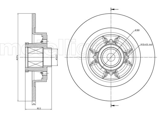 METELLI Bremseskive 230584 fuld 274mm 11mm for RENAULT