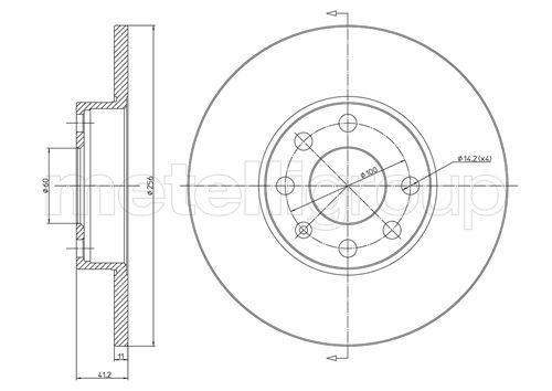 METELLI Bremseskive 230627 fuld 256mm 11mm for OPEL