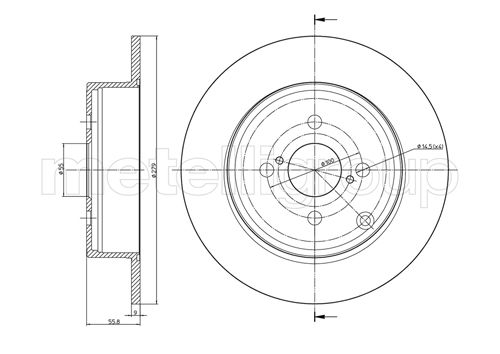 METELLI Bremseskive 230635c fuld 279mm 9mm for TOYOTA