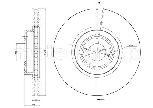 METELLI Bremseskive 230638c ventileret 275mm 25mm for TOYOTA